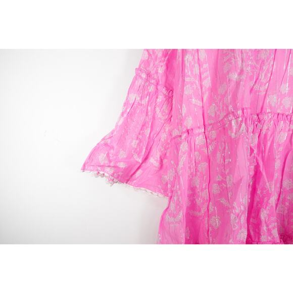 New Tuckernuck Juliet Dunn Orchid Flower Lurex Flared Sleeve Dress Size 3 1885-Y - Picture 9 of 15